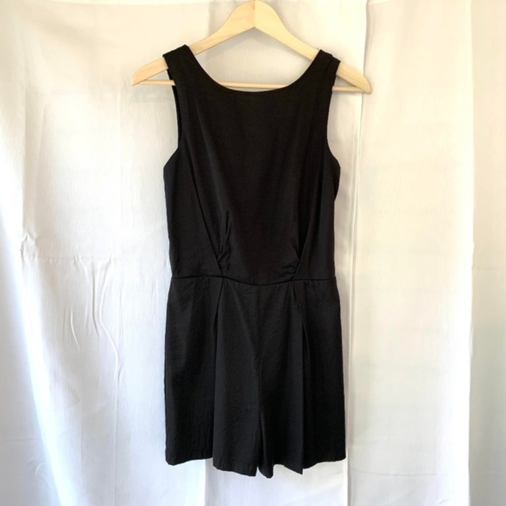 C. Luce Black Romper Shorts Lace Back Size Small